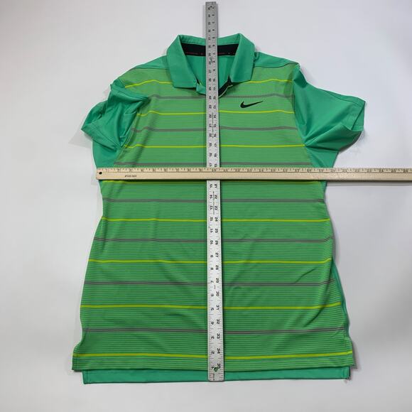 Tiger Woods Shirt Men S Small Sour Apple Green Dri Fit Striped Nike Collection - Picture 4 of 8